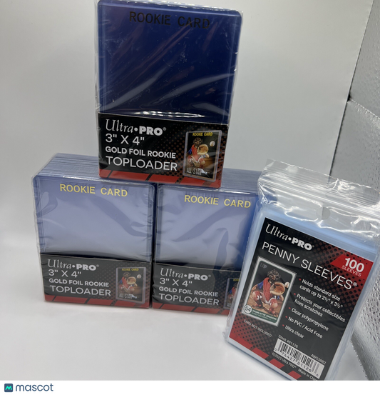 Ultra Pro 3X4 GOLD ROOKIE 35pt Toploaders 3 Packs of 25 AND 100 SOFT SLEEVES