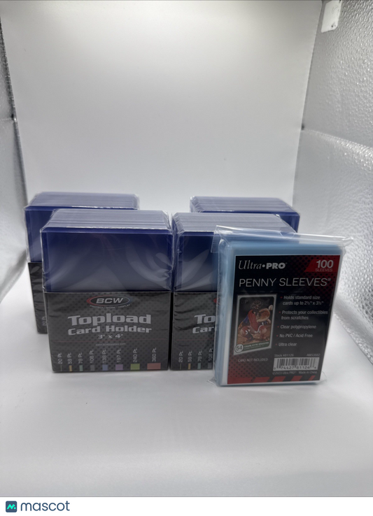 BCW 3X4 35pt Standard Toploaders 4 Packs of 25 (100) with Ultra Pro Sleeves Pack