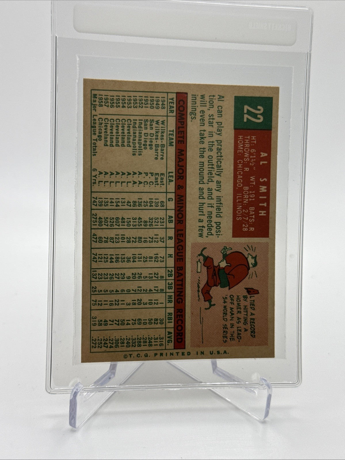 1959 Topps Al Smith Baseball Card #22 NM Quality FREE SHIPPING
