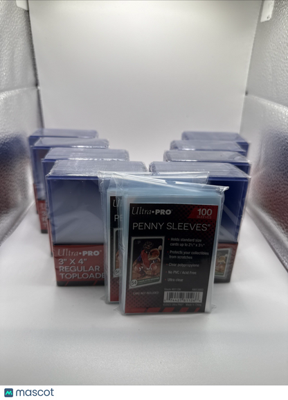 Ultra Pro 3X4 35pt Toploaders 8 Packs of 25 for Standard Cards and 200 sleeves