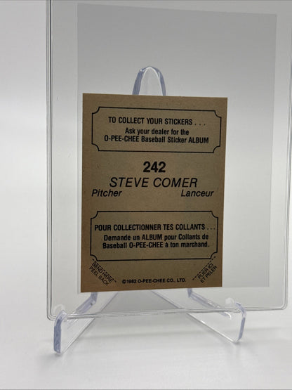 1982 O-Pee-Chee Stickers Steve Comer Baseball Card #242 NM-MT FREE SHIPPING