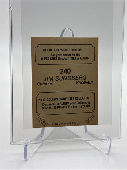 1982 O-Pee-Chee Stickers Jim Sundberg Baseball Card #240 NM-MT FREE SHIPPING