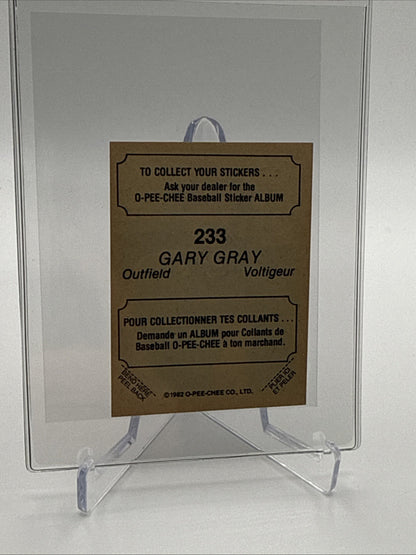 1982 O-Pee-Chee Stickers Gary Gray Baseball Card #233 NM-MT FREE SHIPPING