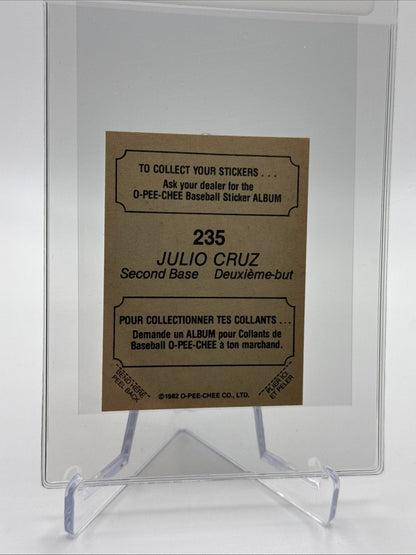 1982 O-Pee-Chee Stickers Julio Cruz Baseball Card #235 NM-MT FREE SHIPPING