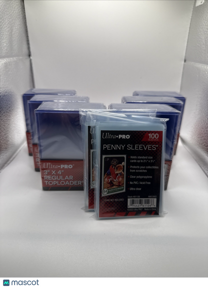 Ultra Pro 3X4 35pt Toploaders 6 Packs of 25 for Standard Cards and 200 sleeves