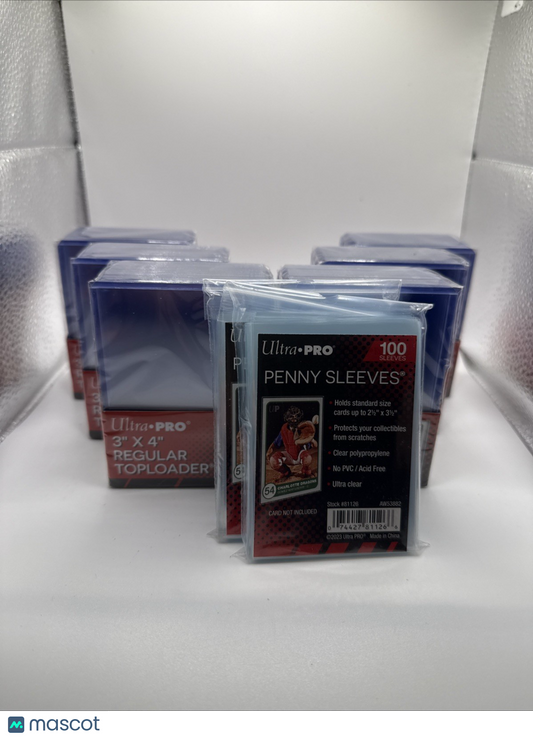 Ultra Pro 3X4 35pt Toploaders 6 Packs of 25 for Standard Cards and 200 sleeves