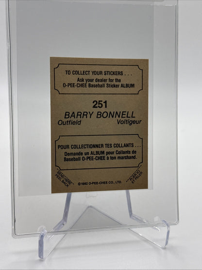 1982 O-Pee-Chee Stickers Barry Bonnell Baseball Card #251 NM-MT FREE SHIPPING