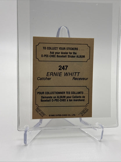 1982 O-Pee-Chee Stickers Ernie Whitt Baseball Card #247 NM-MT FREE SHIPPING