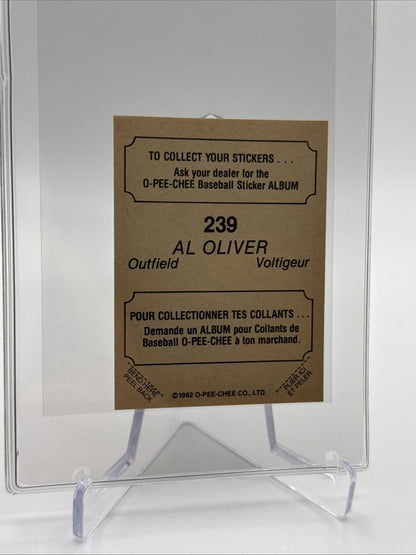 1982 O-Pee-Chee Stickers Al Oliver Baseball Card #239 NM-MT FREE SHIPPING
