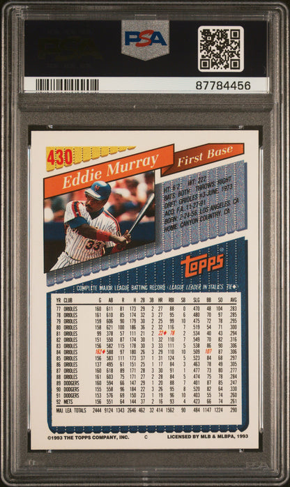 1993 Topps Gold Baseball Eddie Murray #430 PSA 10 87784456