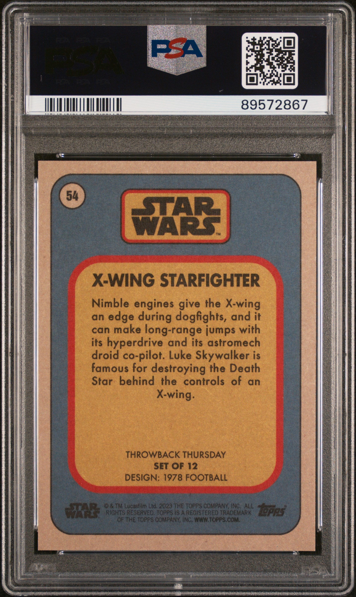 2023 Topps Star Wars Throwback Thursday X-Wing Starfighter #54 PSA 10