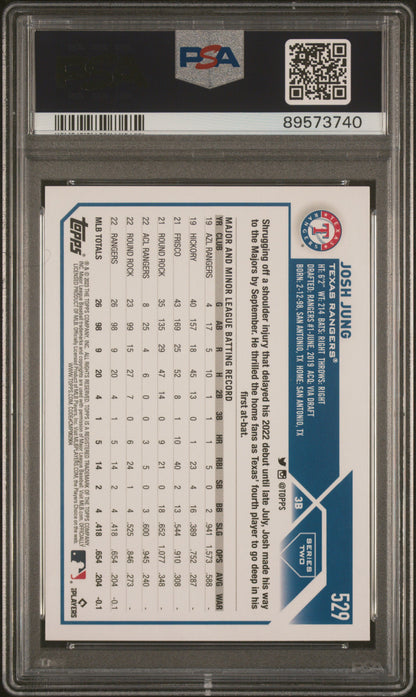 2023 Topps Gold Foil Josh Jung Rookie Card #529 PSA 10 89573740