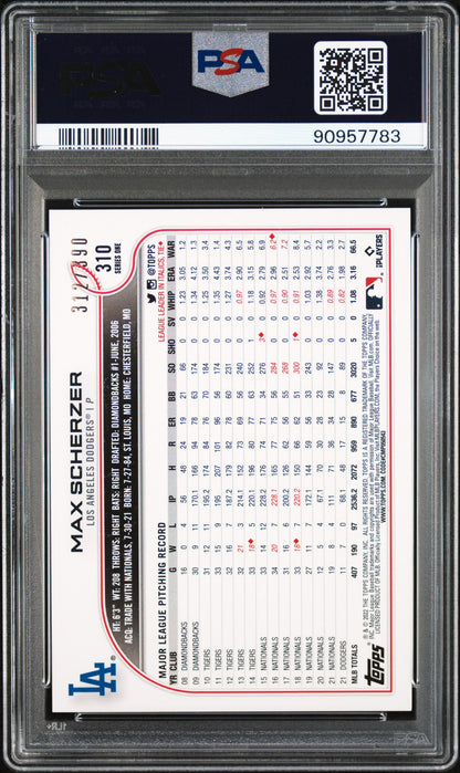 2022 Topps Complete Set Hobby Foilboard Max Scherzer #310 PSA 10 90957783 POP 1