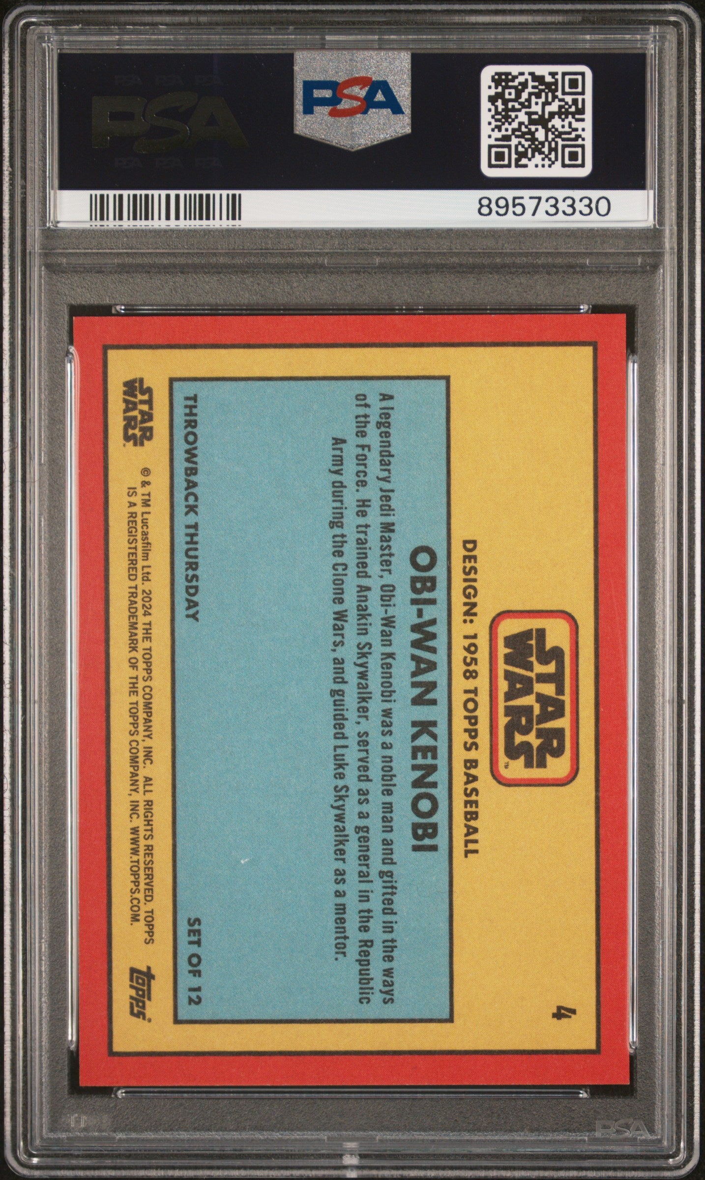 2024 Topps Star Wars Throwback Thursday Obi-Wan Kenobi #4 PSA 10