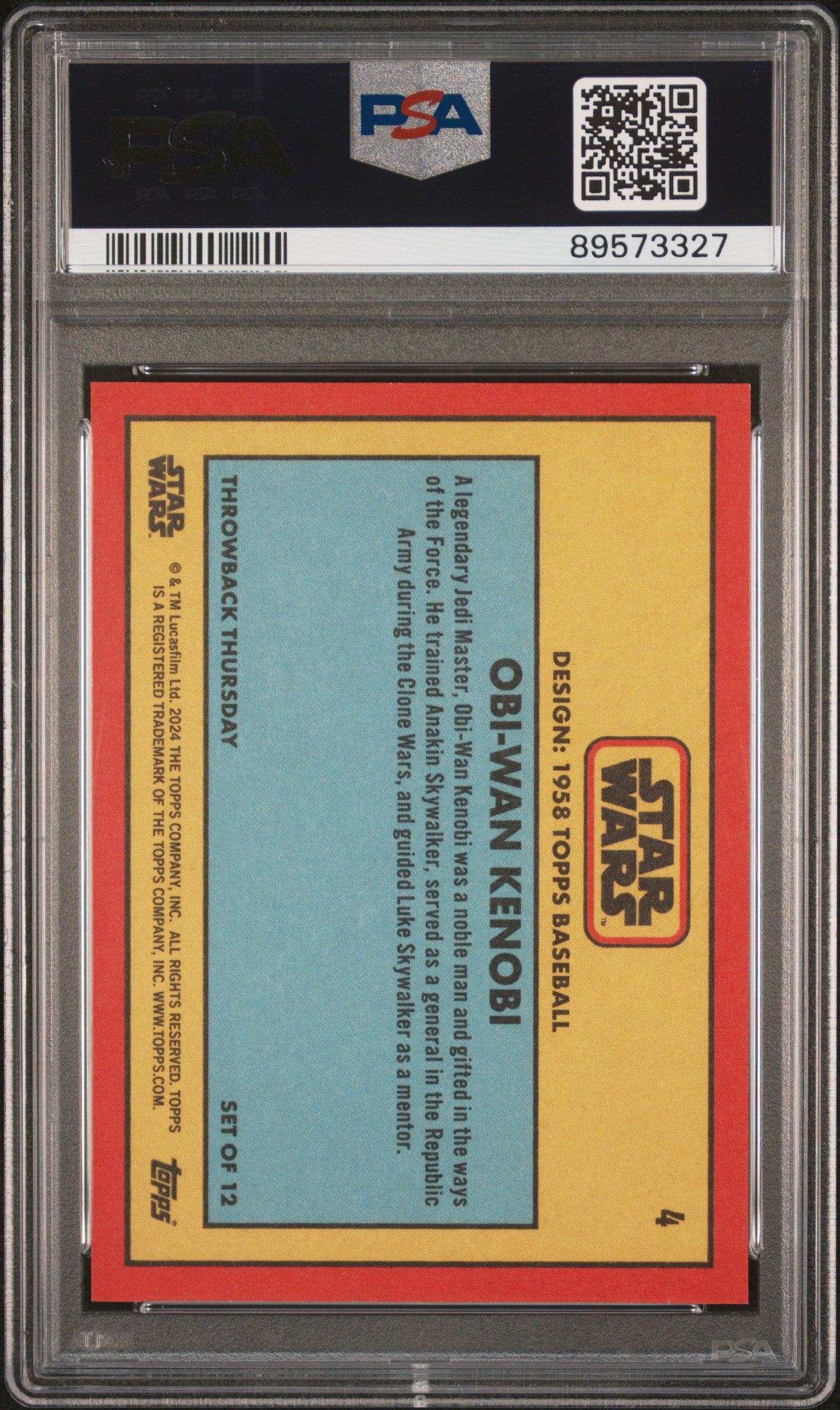 2024 Topps Star Wars Throwback Thursday Obi-Wan Kenobi #4 PSA 9