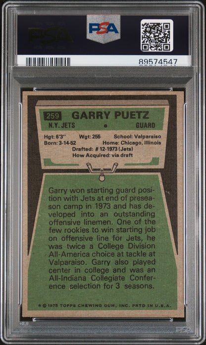 1975 Topps Garry Puetz Football Card #259 PSA 8 89574547