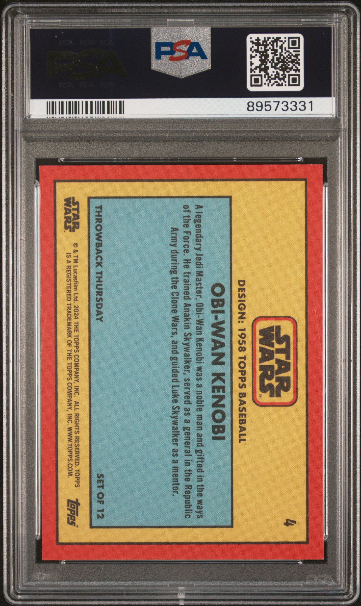 2024 Topps Star Wars Throwback Thursday Obi-Wan Kenobi #4 PSA 9