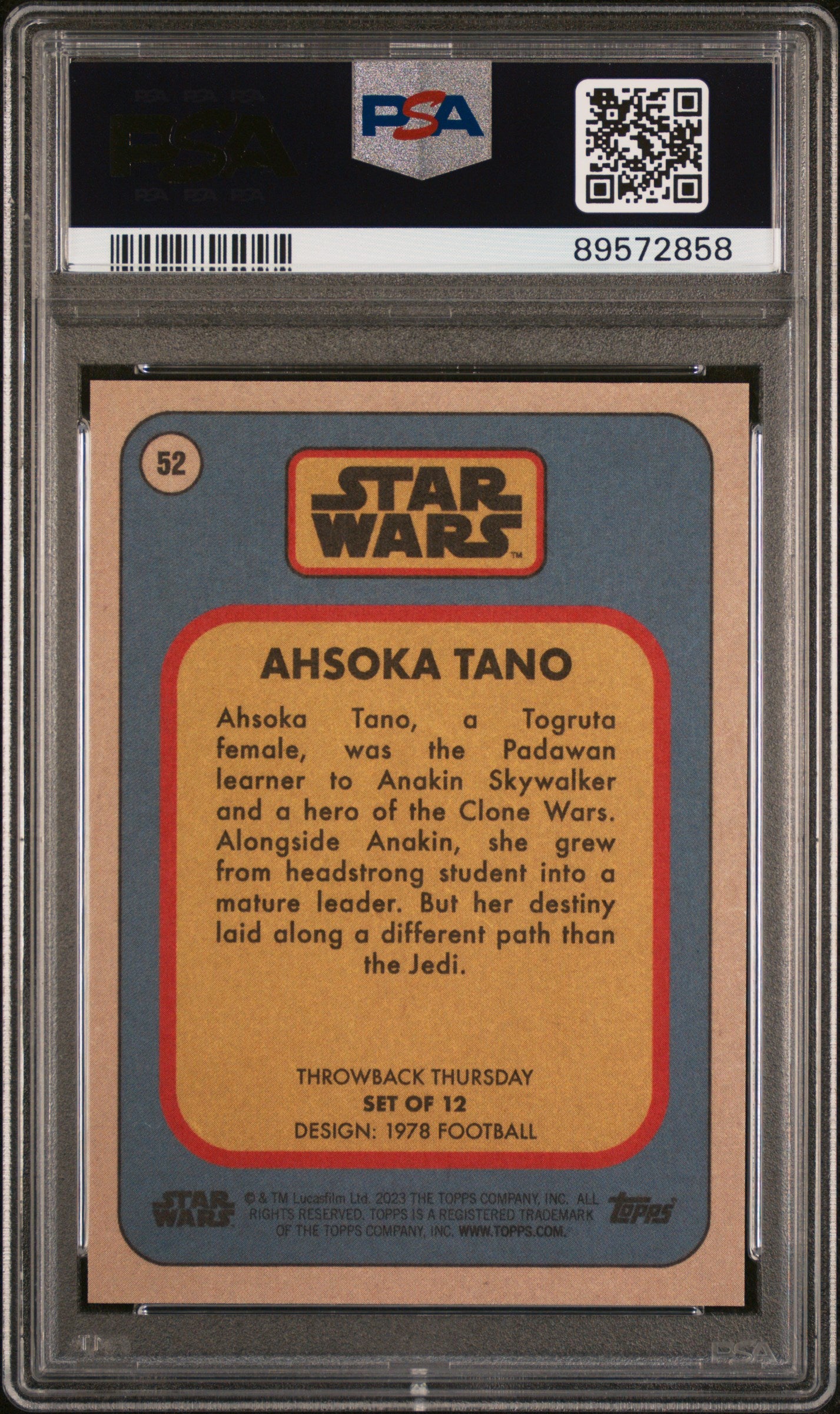 2023 Topps Star Wars Throwback Thursday Ahsoka Tano #52 PSA 10