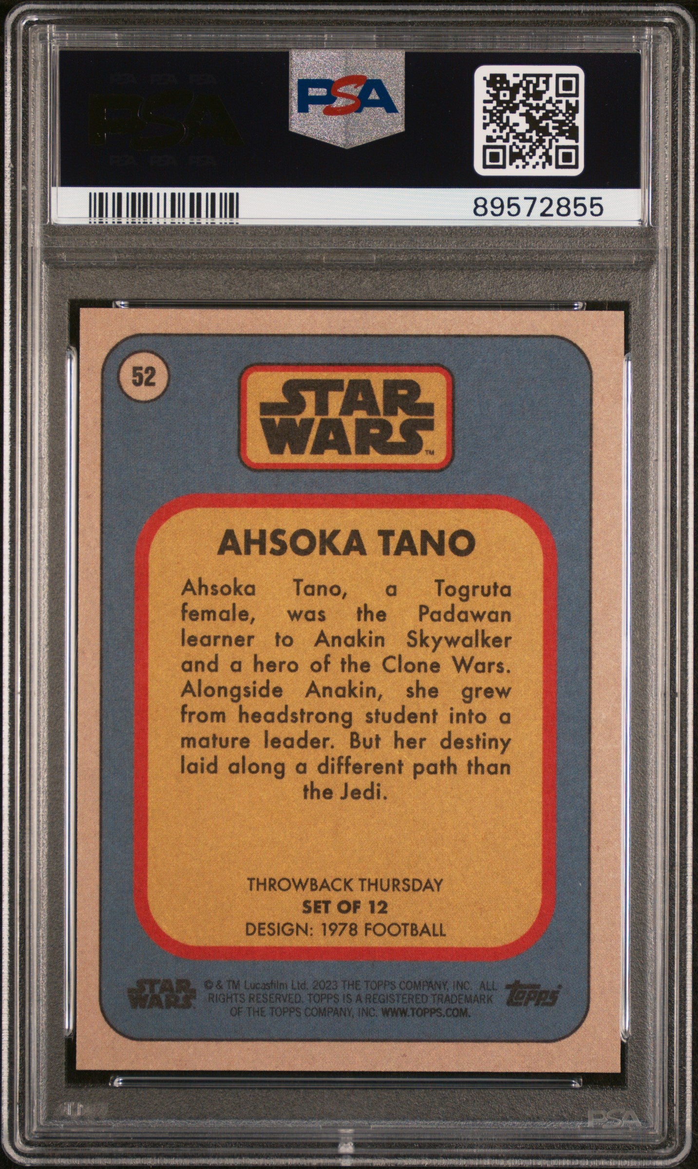 2023 Topps Star Wars Throwback Thursday Ahsoka Tano #52 PSA 10