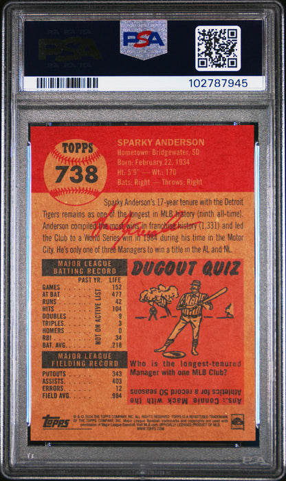 2024 Topps Living Sparky Anderson #738 PSA 10 102787945