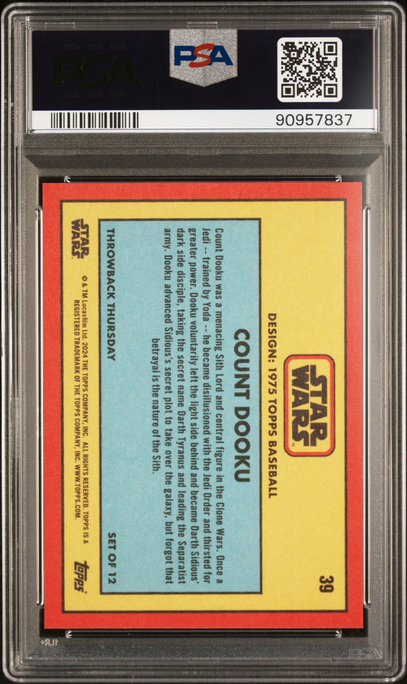 2024 Topps Star Wars Throwback Thursday Count Dooku #39 PSA 10