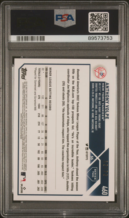 2023 Topps Black Anthony Volpe Rookie Card #460 PSA 9 89573753
