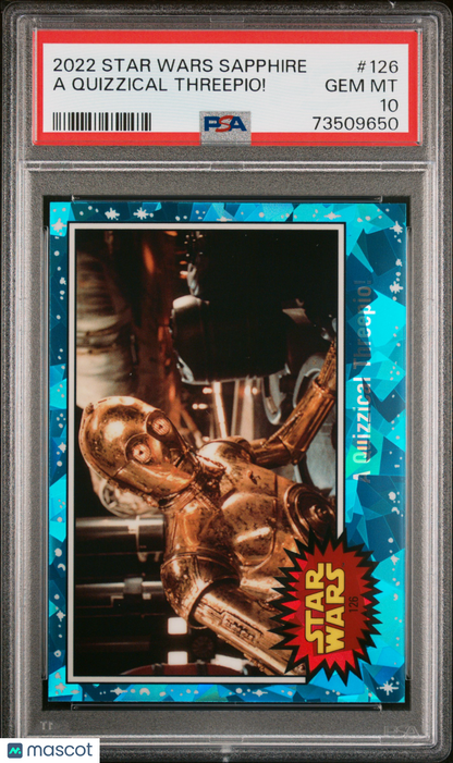 2022 Topps Chrome Sapphire Edition Star Wars A Quizzical Threepio! #126 PSA 10