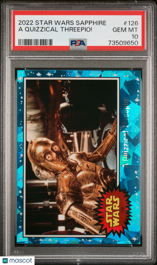2022 Topps Chrome Sapphire Edition Star Wars A Quizzical Threepio! #126 PSA 10