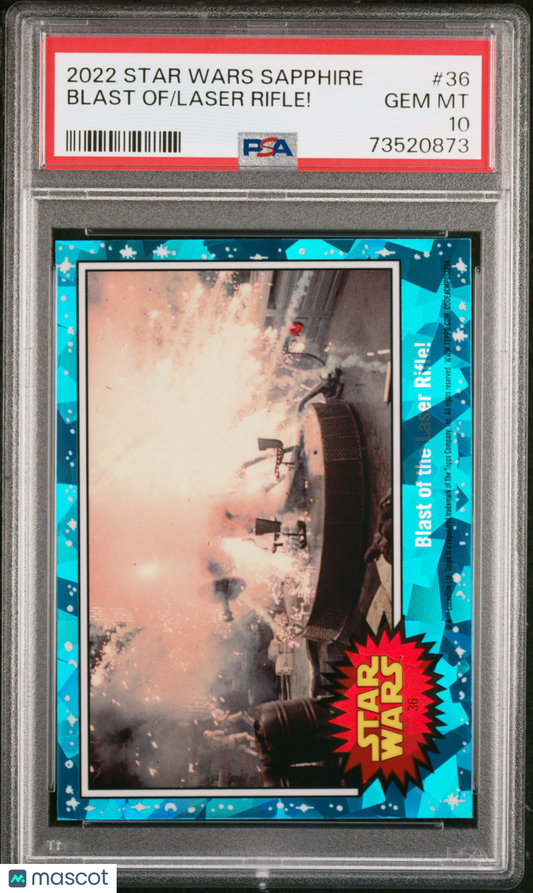 2022 Topps Chrome Sapphire Edition Star Wars Laser Rifle! Blast Of #36 PSA 10