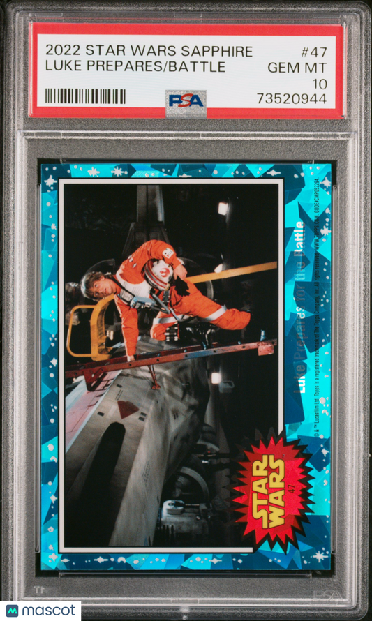 2022 Topps Chrome Sapphire Edition Star Wars Battle Luke Prepares #47 PSA 10