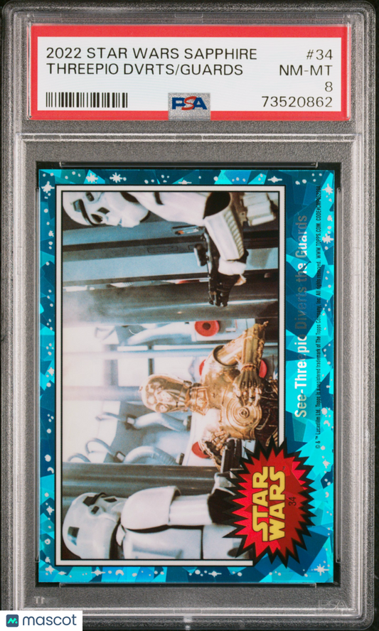 2022 Topps Chrome Sapphire Edition Star Wars Guards Threepio Dvrts #34 PSA 8
