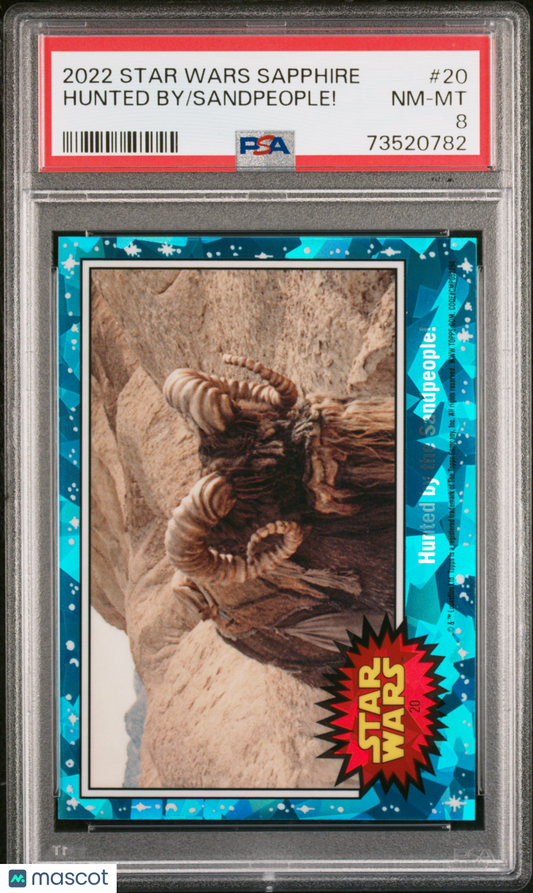2022 Topps Chrome Sapphire Edition Star Wars Sandpeople! Hunted By #20 PSA 8
