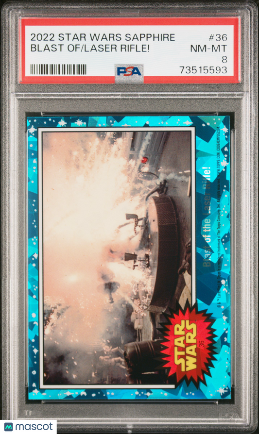 2022 Topps Chrome Sapphire Edition Star Wars Laser Rifle! Blast Of #36 PSA 8