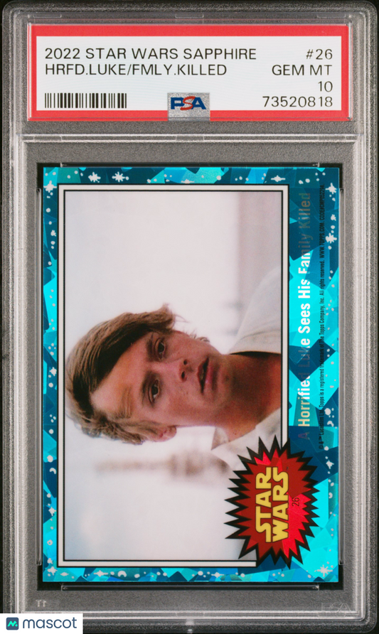2022 Topps Chrome Sapphire Edition Star Wars Fmly. Killed Hrfd. Luke #26 PSA 10