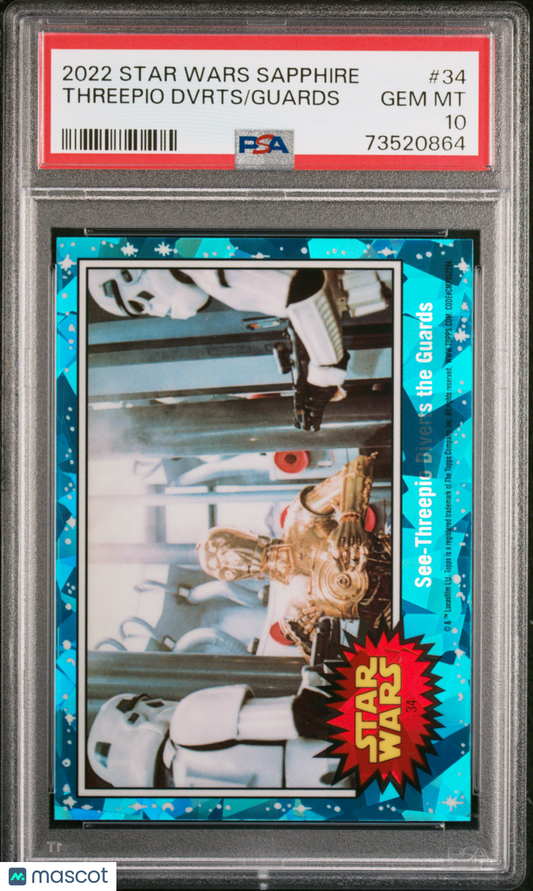 2022 Topps Chrome Sapphire Edition Star Wars Guards Threepio Dvrts #34 PSA 10