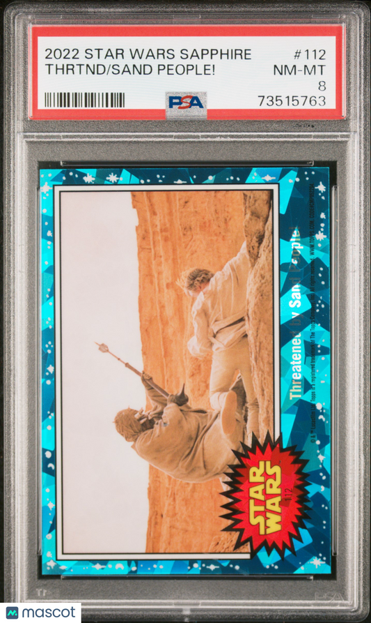 2022 Topps Chrome Sapphire Edition Star Wars Sand People! Thrtnd #112 PSA 8