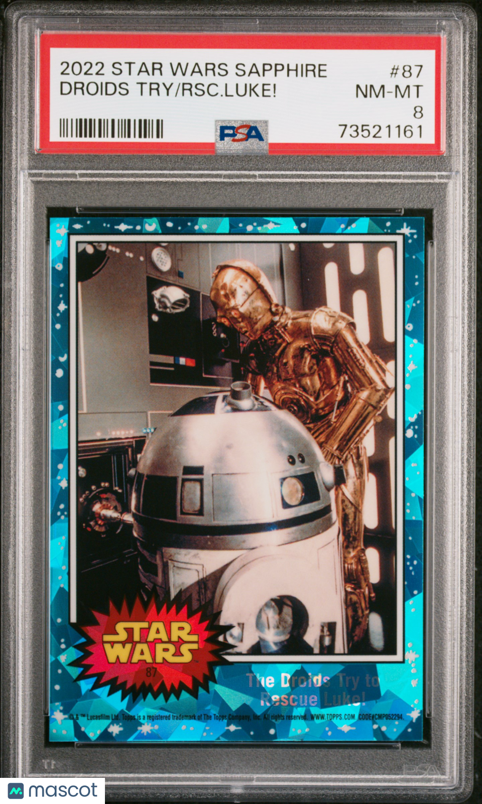 2022 Topps Chrome Sapphire Edition Star Wars RSC. Luke! Droids Try #87 PSA 8