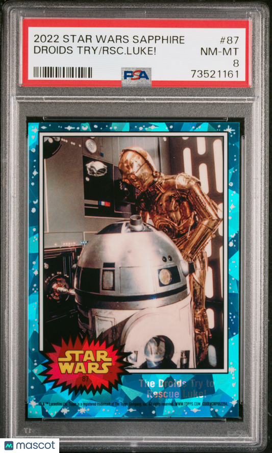 2022 Topps Chrome Sapphire Edition Star Wars RSC. Luke! Droids Try #87 PSA 8
