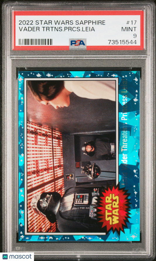 2022 Topps Chrome Sapphire Edition Star Wars Vader Trtns. Prcs. Leia #17 PSA 9