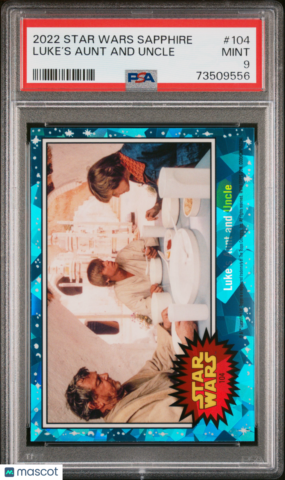 2022 Topps Chrome Sapphire Edition Star Wars Luke’S Aunt And Uncle #104 PSA 9