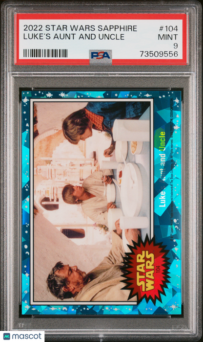 2022 Topps Chrome Sapphire Edition Star Wars Luke’S Aunt And Uncle #104 PSA 9