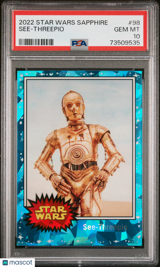 2022 Topps Chrome Sapphire Edition Star Wars See-Threepio #98 PSA 10