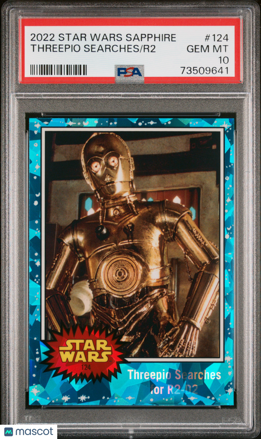 2022 Topps Chrome Sapphire Edition Star Wars R2 Threepio Searches #124 PSA 10