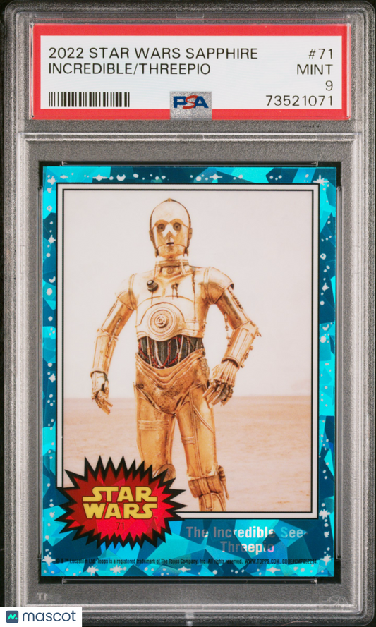 2022 Topps Chrome Sapphire Edition Star Wars Threepio Incredible #71 PSA 9