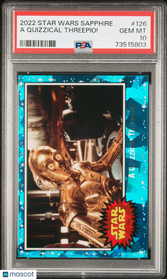 2022 Topps Chrome Sapphire Edition Star Wars A Quizzical Threepio! #126 PSA 10