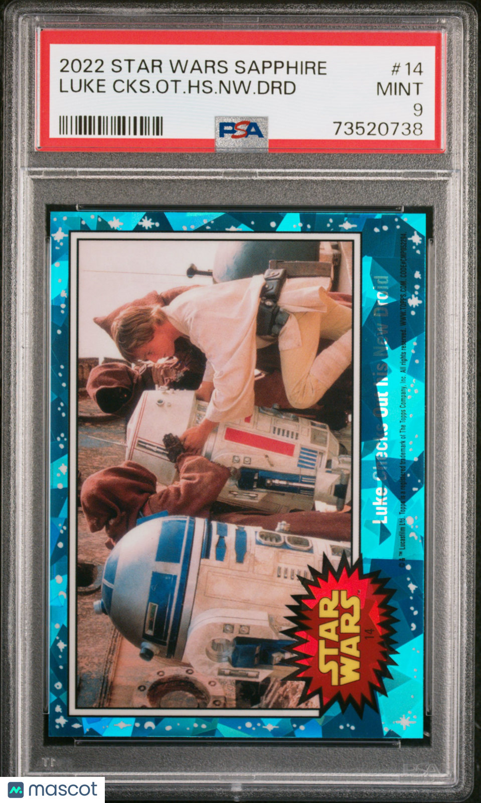 2022 Topps Chrome Sapphire Edition Star Wars Luke CKS. Ot. HS. NW. DRD #14 PSA 9