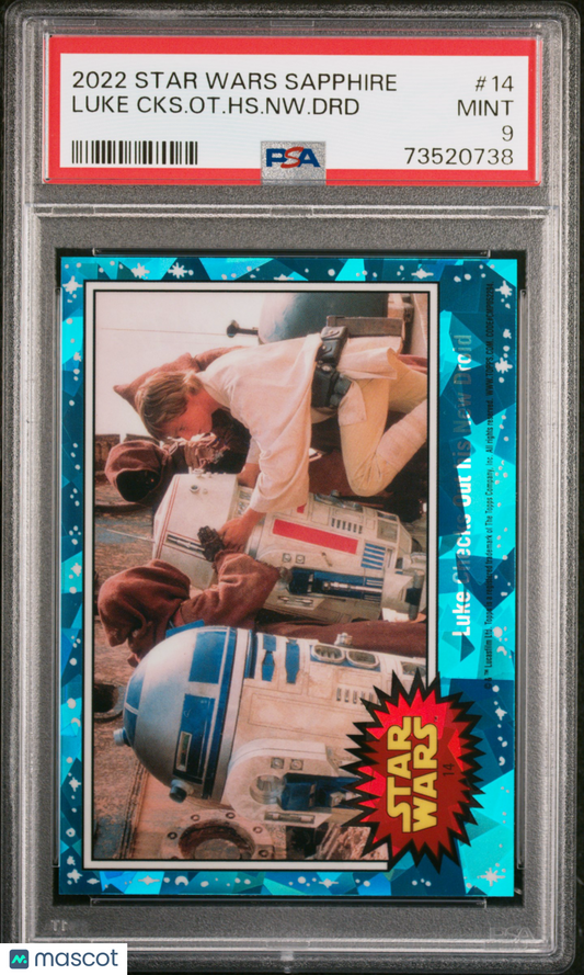 2022 Topps Chrome Sapphire Edition Star Wars Luke CKS. Ot. HS. NW. DRD #14 PSA 9