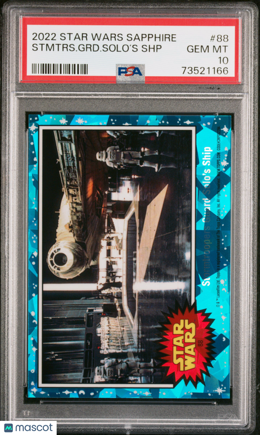 2022 Topps Chrome Sapphire Edition Star Wars Stmtrs. GRD. Solo’S SHP #88 PSA 10