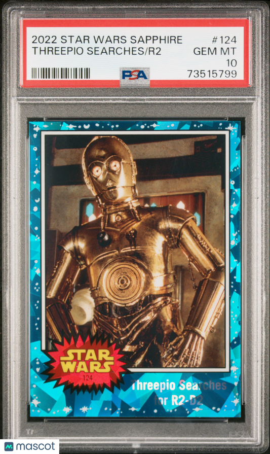 2022 Topps Chrome Sapphire Edition Star Wars R2 Threepio Searches #124 PSA 10