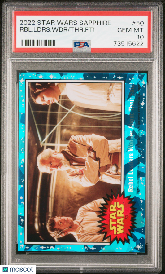 2022 Topps Chrome Sapphire Edition Star Wars THR. FT! RBL. Ldrs. WDR #50 PSA 10